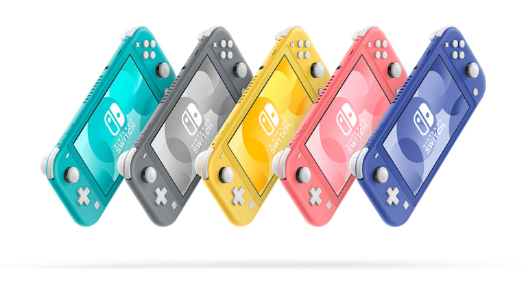 Image showing all available colours of the Nintendo Switch Lite console