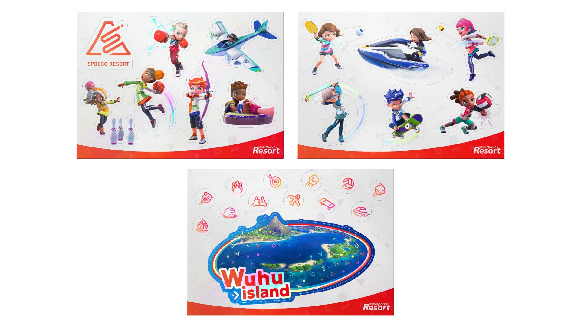 Conjunto de pegatinas holográficas de Nintendo Switch Sports Resort