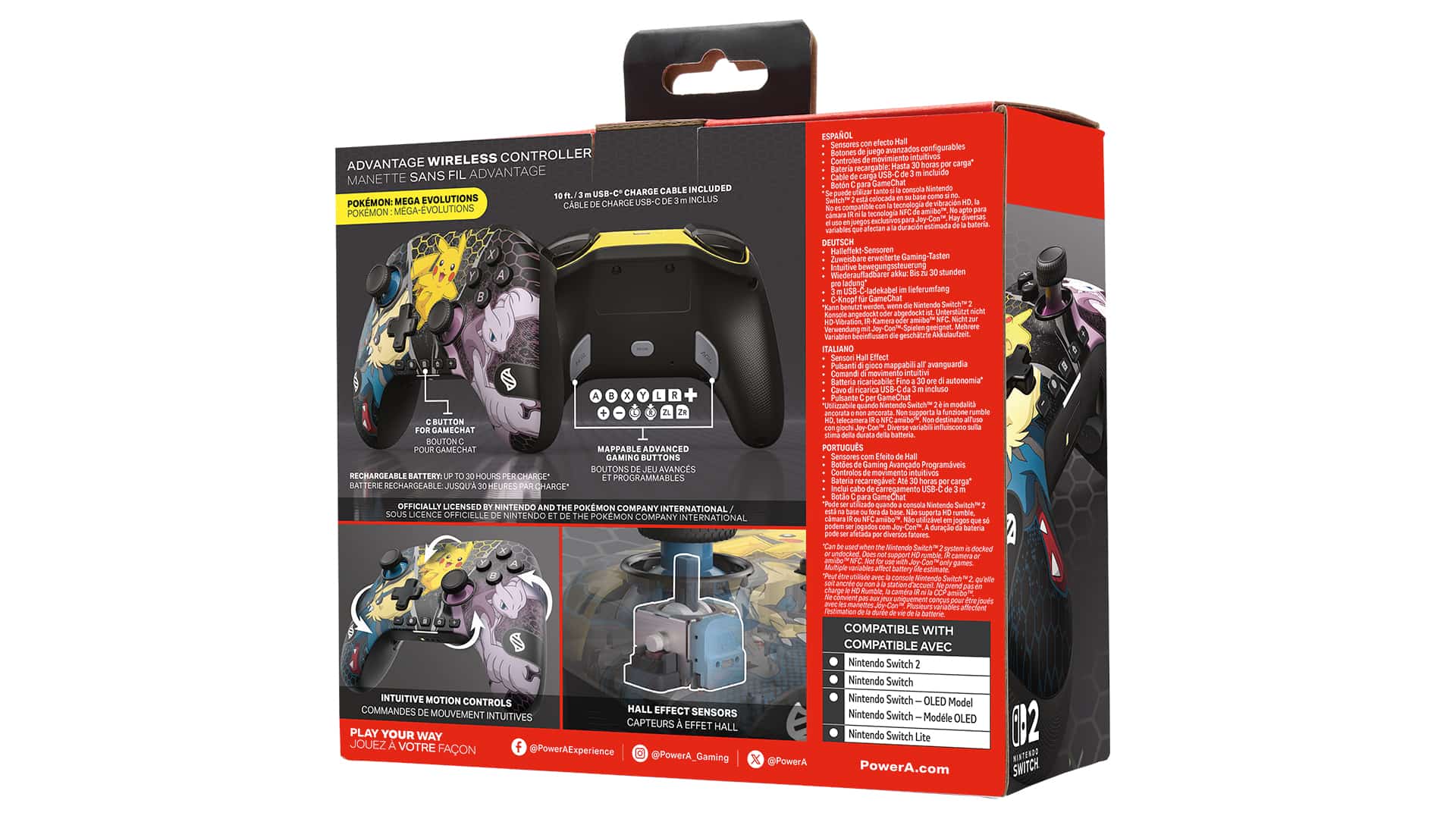 Switch 2 Pro Controller met Charge Station, draadloze switch-controller, compatibel met Nintendo Switch 2/OLED, Bluetooth Switch Pro Controller met Hall-effect/7 kleuren led/turbo/app-link, zwart