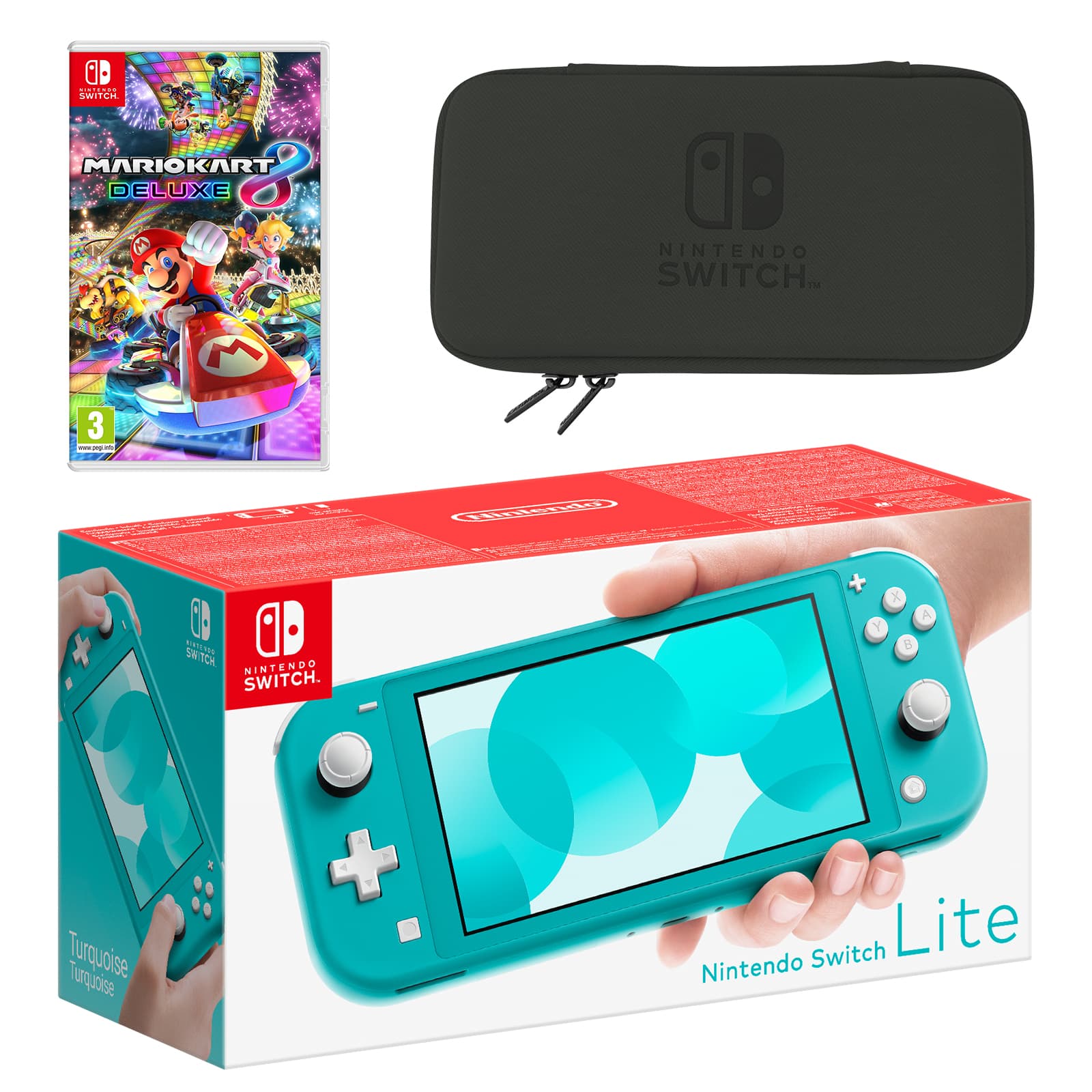 Nintendo Switch Lite (Turquoise) Mario Kart 8 Deluxe Pack