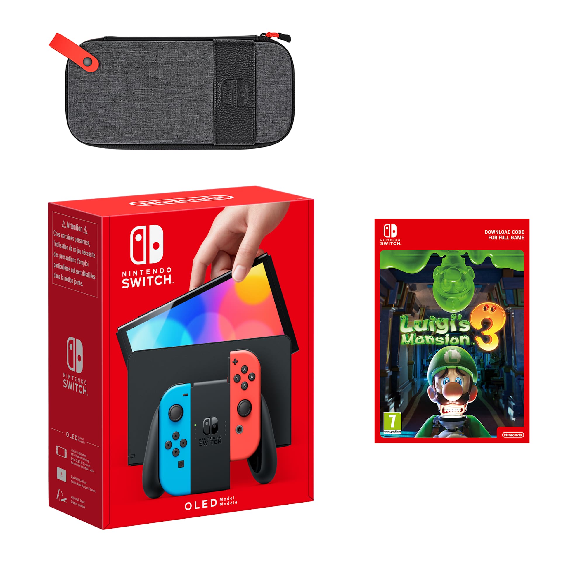 Nintendo Switch – OLED Model (Neon Blue/Neon Red) Luigi's Mansion