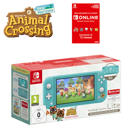 Nintendo Switch Lite (edición aloha de Animal Crossing: New Horizons con Tendo y Nendo) + suscripción individual de 12 meses (365 días) a Nintendo Switch Online