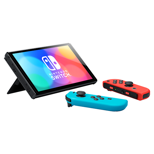 Nintendo Switch – OLED Model (Neon Blue/Neon Red) + Mario Kart 8 Deluxe + Nintendo Switch Online Individual 3-Month (90-Day) Membership + Super Mario Bros. Wonder Pack