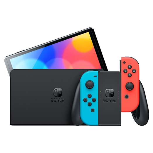 Nintendo Switch – OLED Model (Neon Blue/Neon Red) + Mario Kart 8 Deluxe + Nintendo Switch Online Individual 3-Month (90-Day) Membership + Super Mario Bros. Wonder Pack