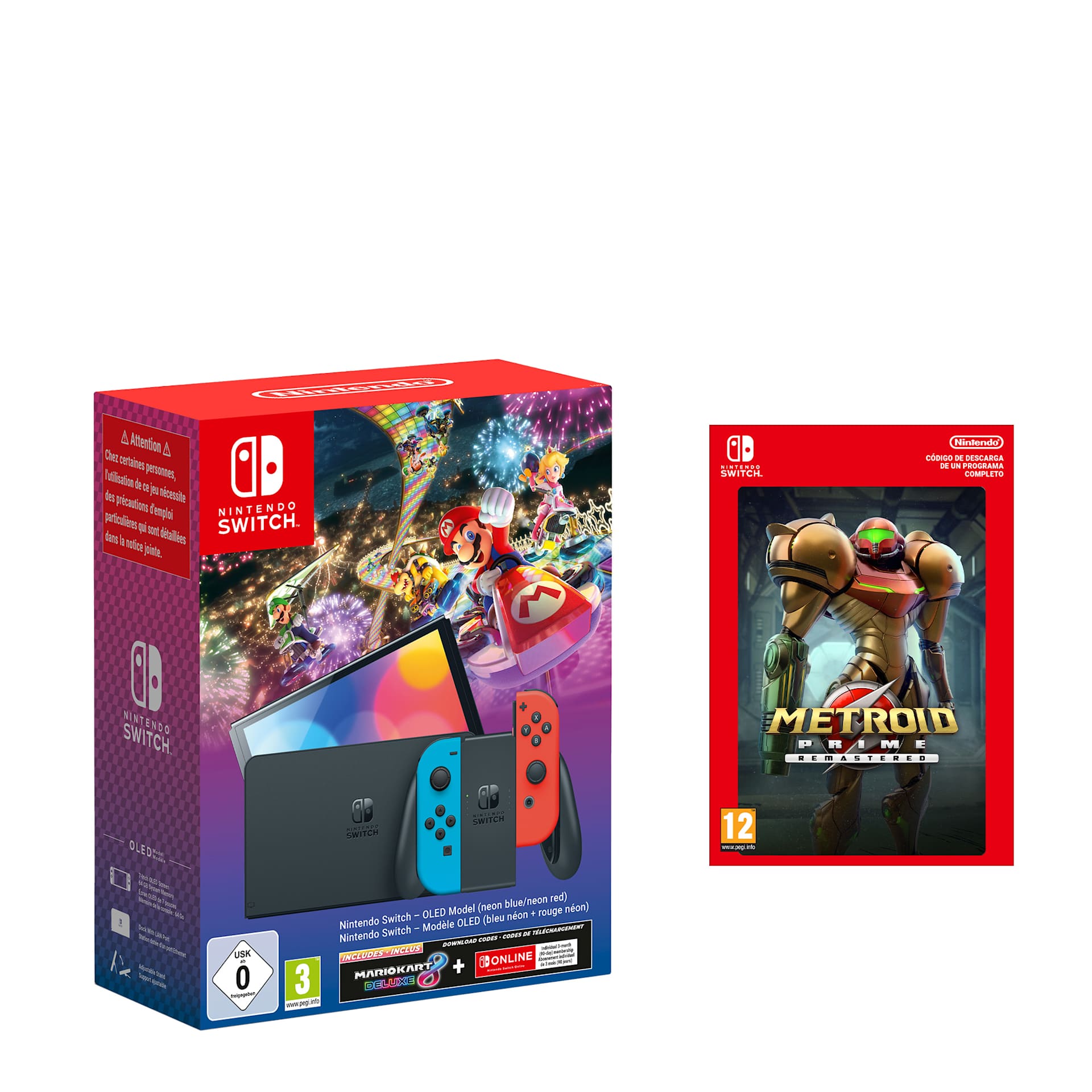 Pack Nintendo Switch – Modelo OLED (azul neón/rojo neón) + Mario