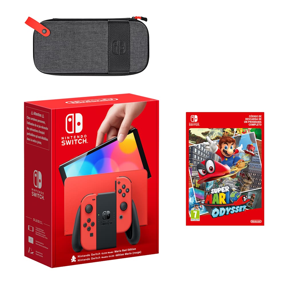Pack Nintendo Switch – Modelo OLED rojo (edición Mario) + Super