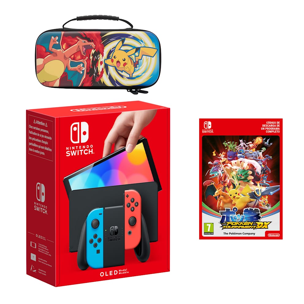 Pack Nintendo Switch – Modelo OLED (azul neón/rojo neón) Pokkén