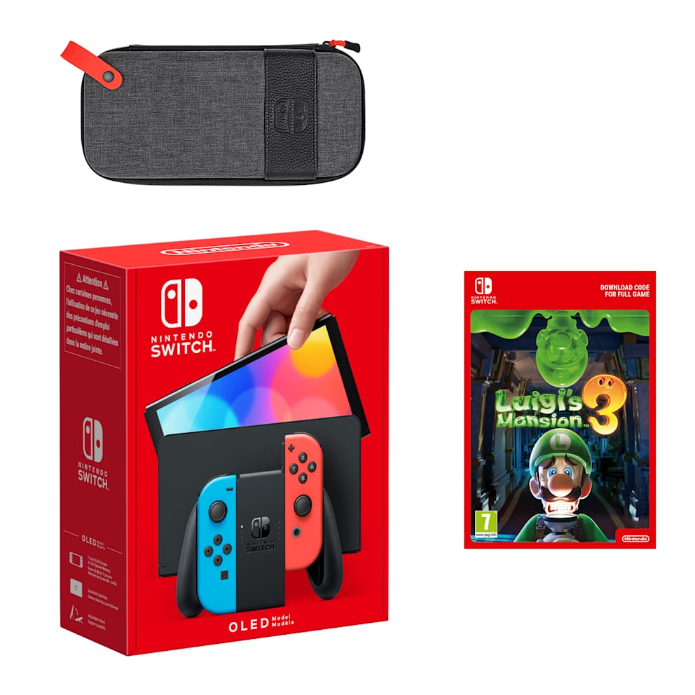 Nintendo Switch – OLED Model (Neon Blue/Neon Red) Luigi's Mansion