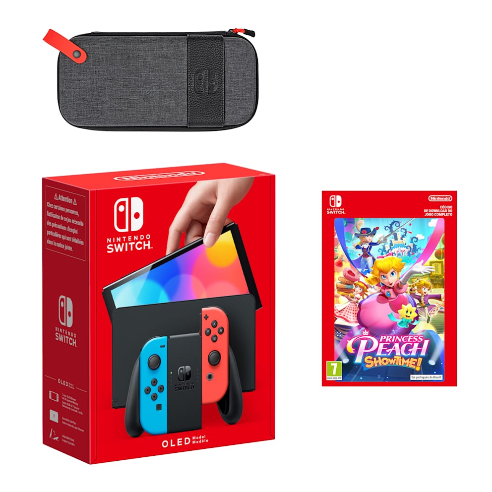 Conjunto Nintendo Switch – Modelo OLED (azul neón/vermelho neón
