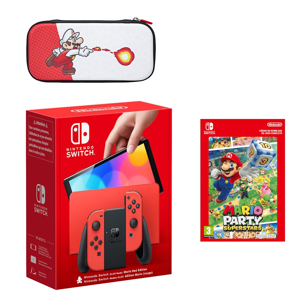 Conjunto Nintendo Switch – Modelo OLED vermelha (edição Mario) +