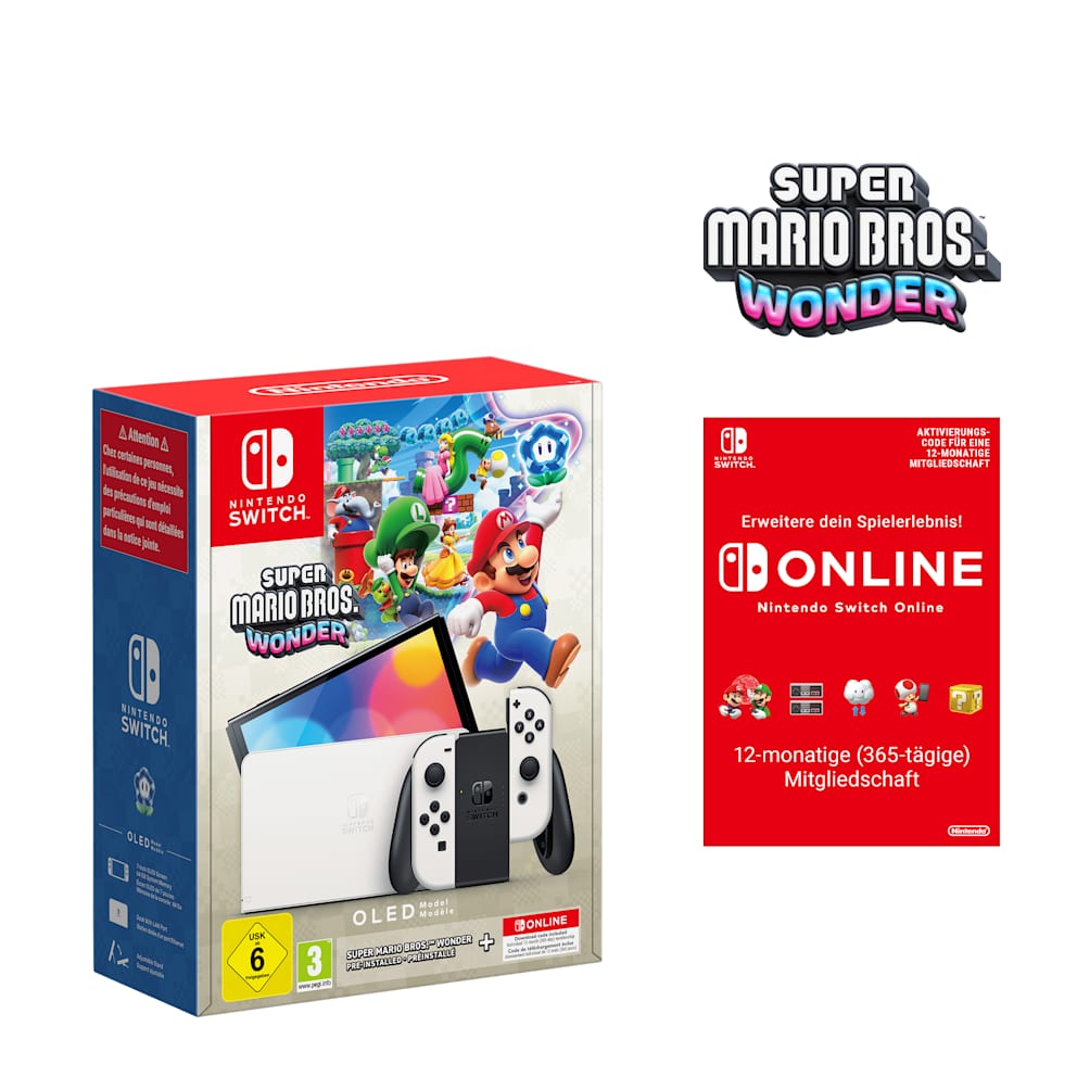 Nintendo Switch – OLED-Modell (weiß) + Super Mario Bros. Wonder +
