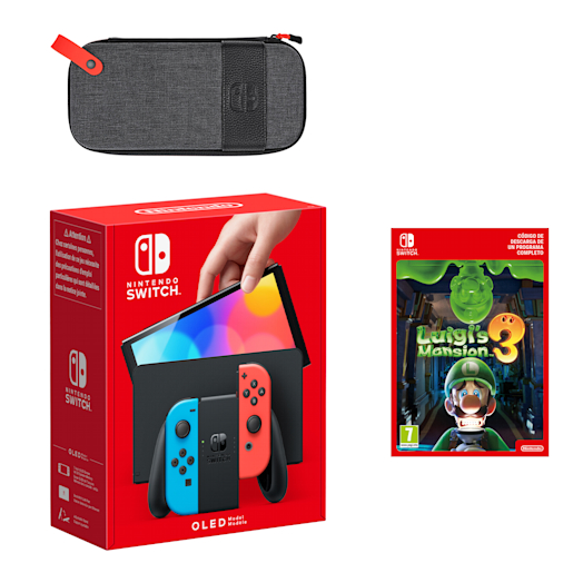 Pack Nintendo Switch – Modelo OLED (azul neón/rojo neón) Luigi's Mansion 3