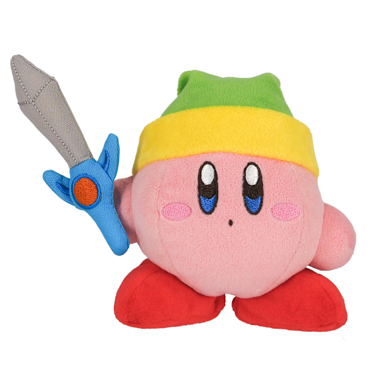 Plüschfigur von Kirby mit Schwert