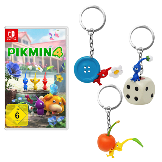 Pikmin 4 + drei Schlüsselanhänger im Set