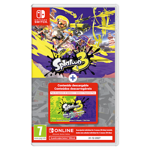 Splatoon 3 + Pase de expansión de Splatoon 3 + suscripción individual de 3 meses (90 días) a Nintendo Switch Online