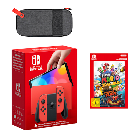 Nintendo Switch – OLED-Modell Mario-Edition (rot) + Super Mario 3D World + Bowser's Fury Pack
