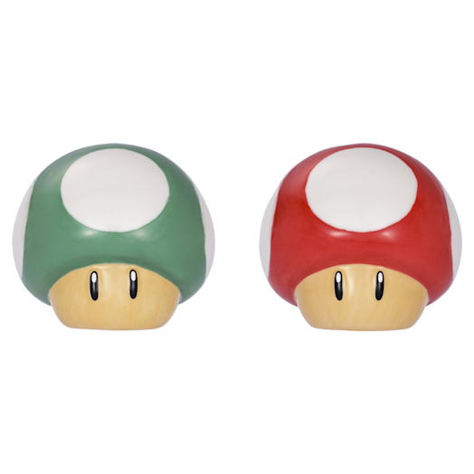 Nintendo Salero y pimentero con forma de superchampiñón y champiñón vida extra de Super Mario