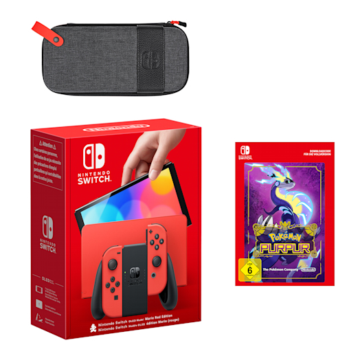 Nintendo Switch – OLED-Modell Mario-Edition (rot) +  Pokémon Purpur Pack
