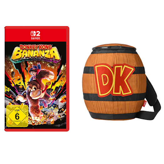 Donkey Kong Bananza + Donkey Kong DK-Fass-Schultertasche