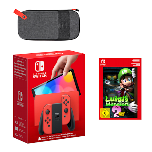 Nintendo Switch – OLED-Modell Mario-Edition (rot) + Luigi's Mansion 2 HD Pack