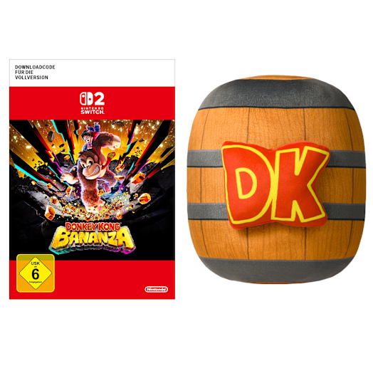 Donkey Kong Bananza + Donkey Kong DK-Fass-Kissen