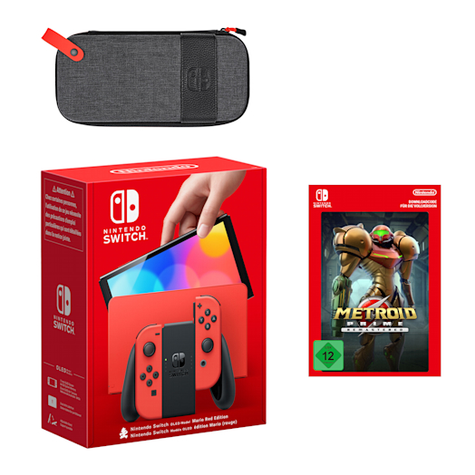 Nintendo Switch – OLED-Modell Mario-Edition (rot) + Metroid Prime Remastered Pack