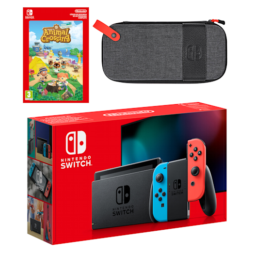 Pack Nintendo Switch (azul neón/rojo neón) Animal Crossing: New Horizons