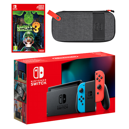 Pack Nintendo Switch (azul neón/rojo neón) Luigi's Mansion 3