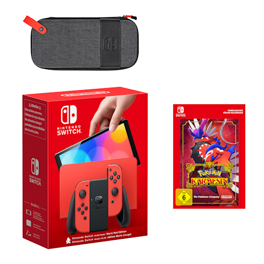 Nintendo Switch – OLED-Modell Mario-Edition (rot) +  Pokémon Karmesin Pack