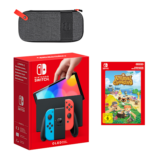 Nintendo Switch – OLED-Modell (Neon-Blau/Neon-Rot) Animal Crossing: New Horizons Pack