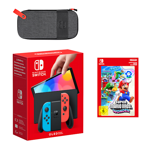 Nintendo Switch – OLED-Modell (Neon-Blau/Neon-Rot) Super Mario Bros. Wonder Pack