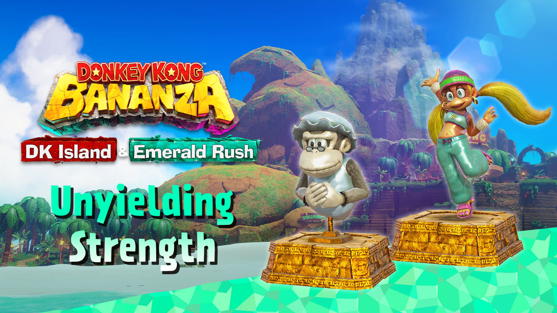 Donkey Kong Bananza Emerald Rush DLC 'Unyielding Strength' Banner