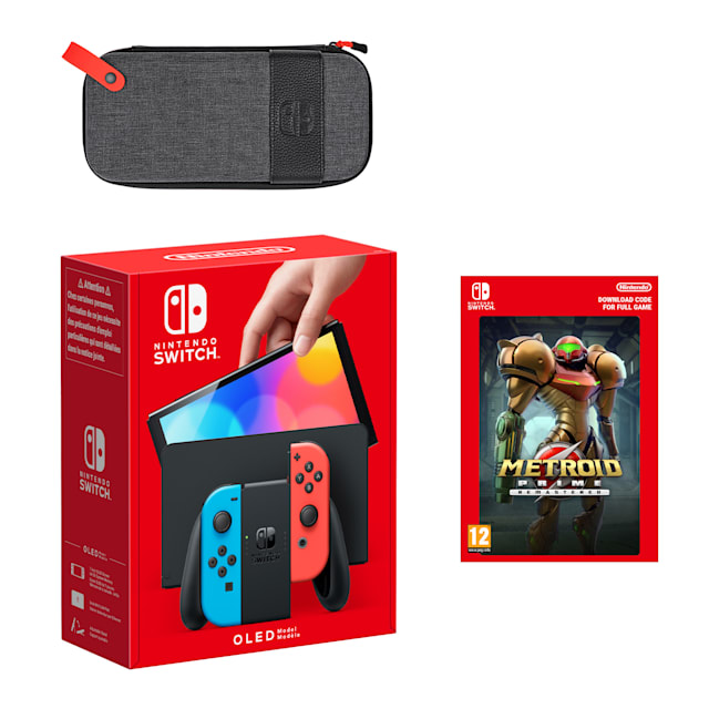 Nintendo Switch – OLED Model (Neon Blue/Neon Red) Metroid Prime Remastered Pack