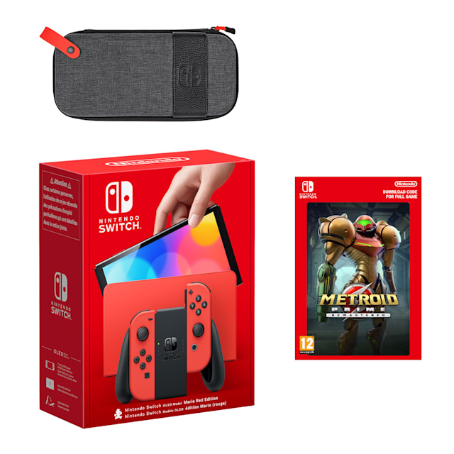 Nintendo Switch – OLED Model Mario Red Edition + Metroid Prime Remastered Pack