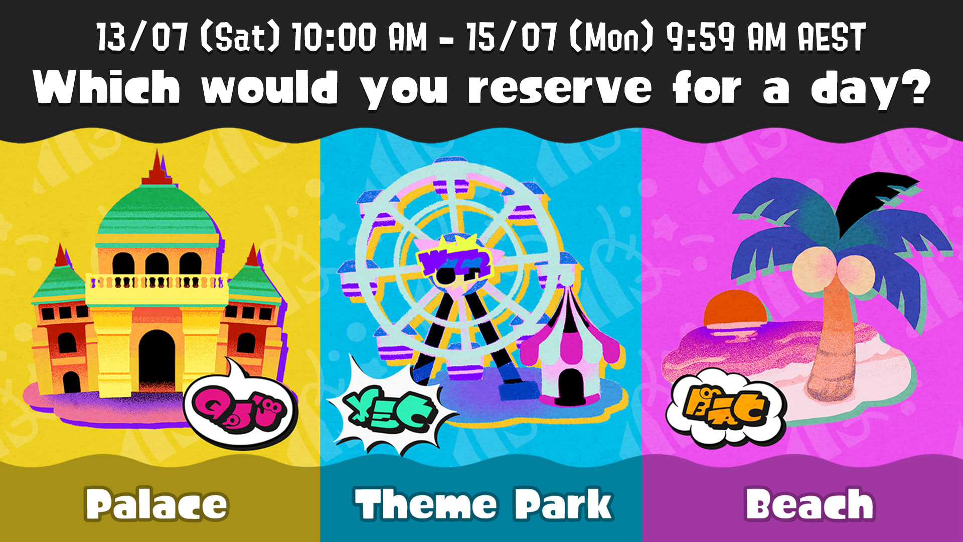 Which would you reserve for a day? A palace, a theme park or a beach?