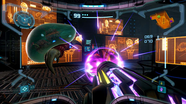 Gameplay of player charging shot with Tallon Metroid on Screen