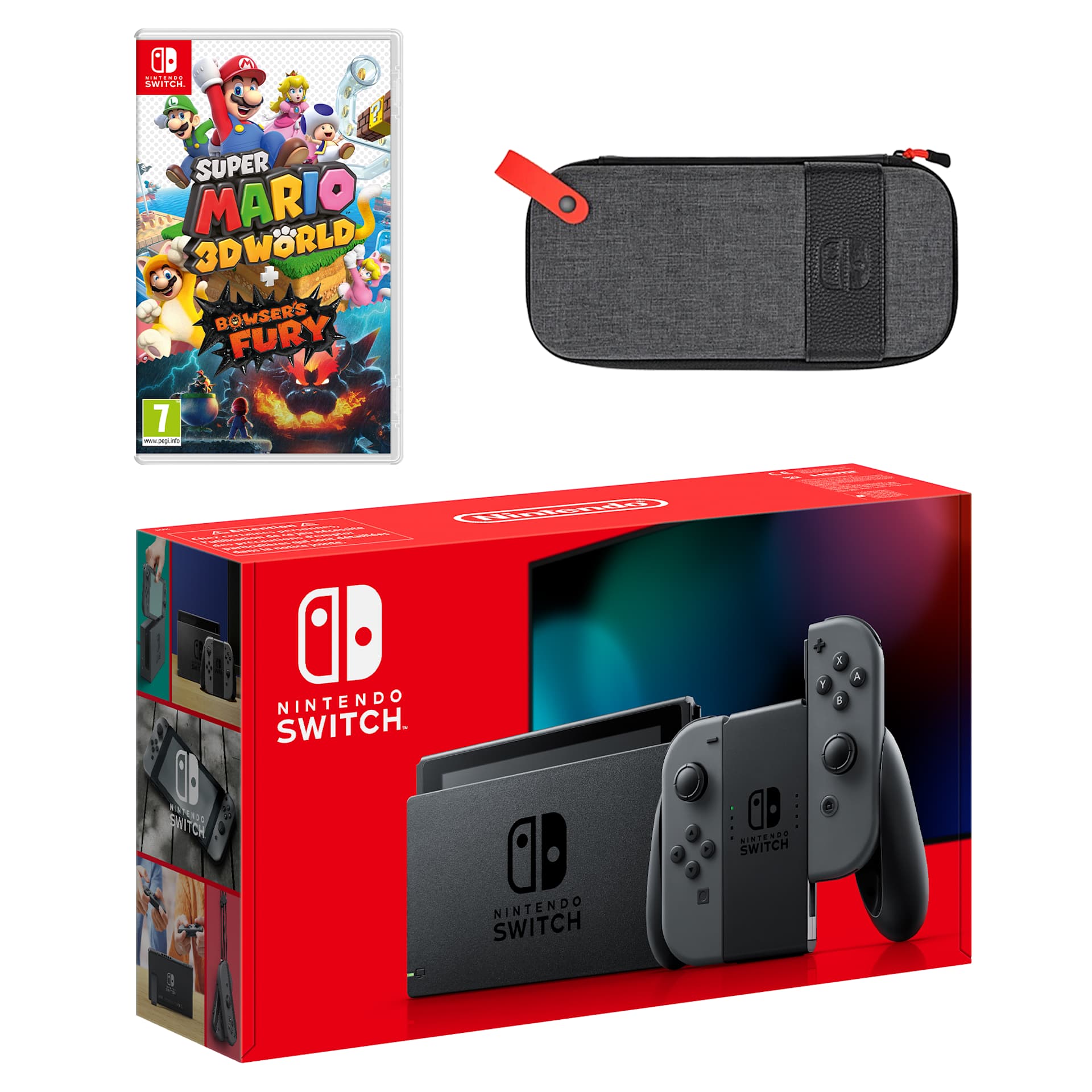 Nintendo Switch (Grey) Super Mario 3D World + Bowser's Fury Pack