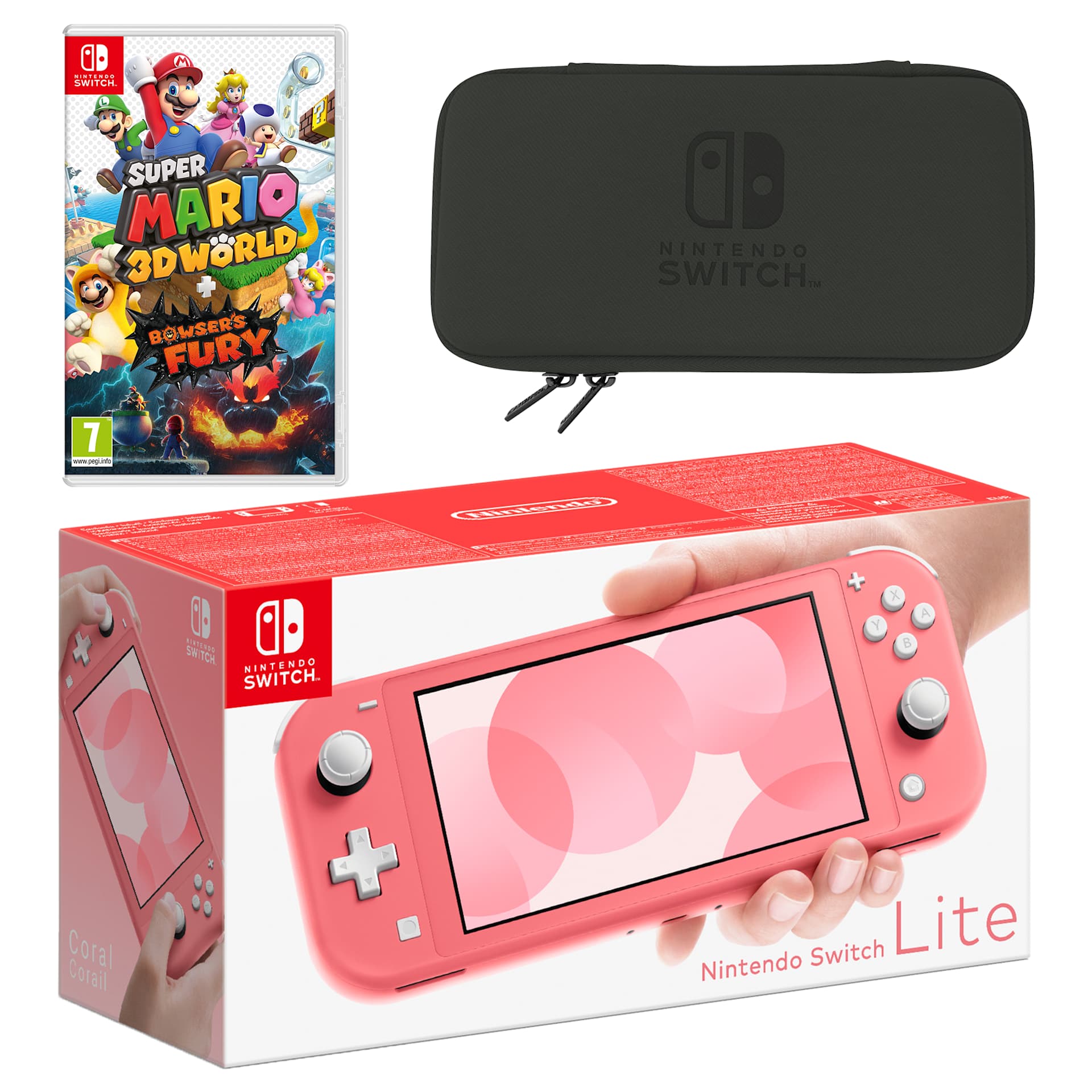 Nintendo Switch Lite (Coral) Super Mario 3D World + Bowser's Fury