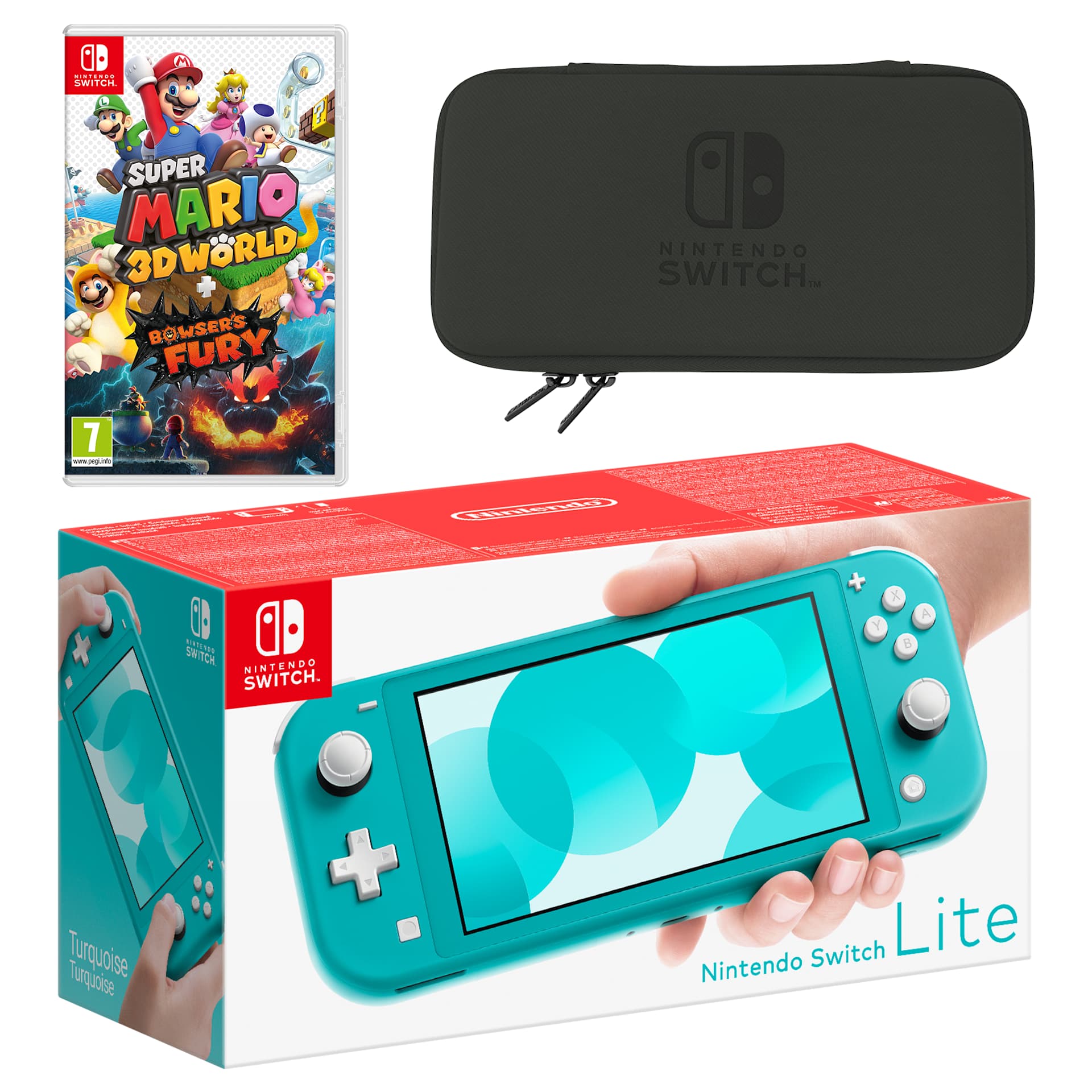 Nintendo Switch Lite (Turquoise) Super Mario 3D World + Bowser's