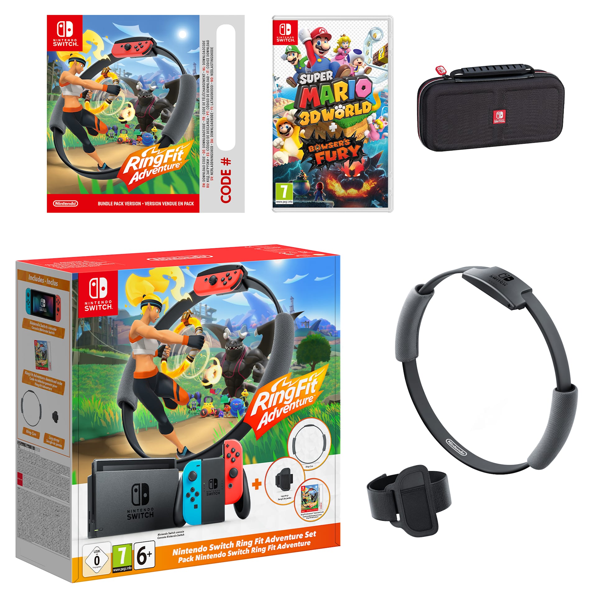 Switch 本体 赤青 + Ring Fit Adventure おまけケース Nintendo Switch (Neon Blue/Neon Red) Ring Fit Adventure Set +
