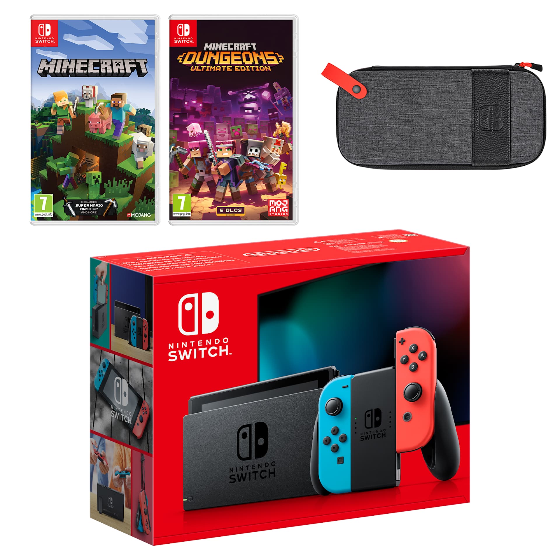 Nintendo Switch (Neon Blue/Neon Red) + Minecraft + Minecraft