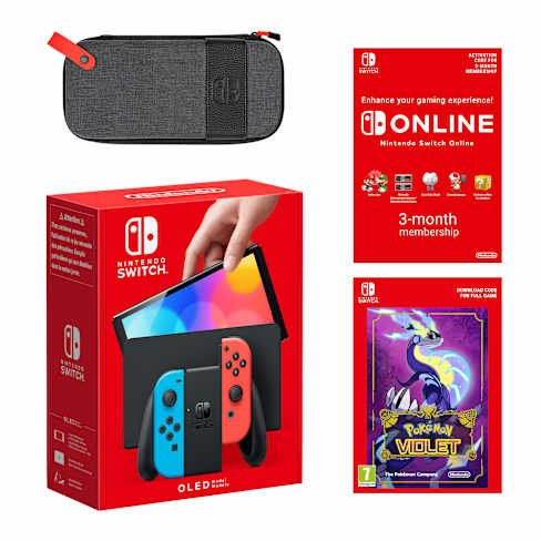 Nintendo Switch – OLED Model (Neon Blue/Neon Red) Splatoon 3 +