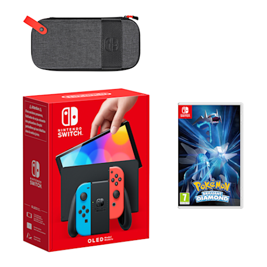 Nintendo Switch – OLED Model (Neon Blue/Neon Red) Pokémon Brilliant Diamond Pack