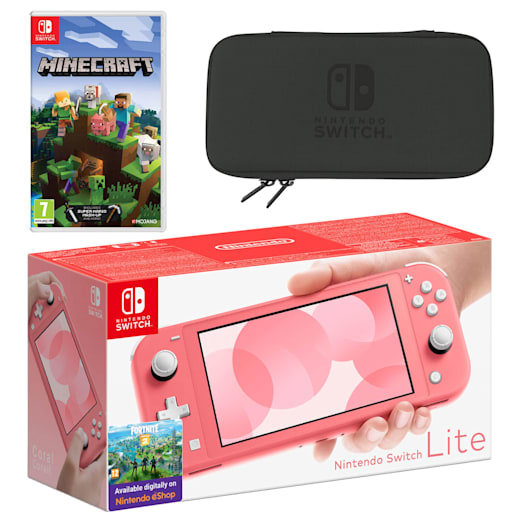 Nintendo Switch Lite (Coral) Minecraft Pack image 1
