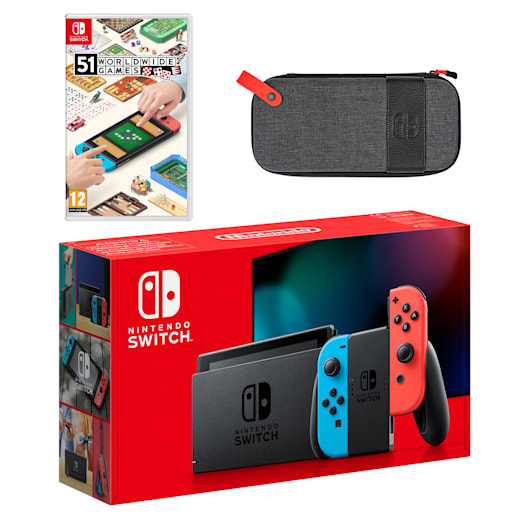 Nintendo Switch (Neon Blue/Neon Red) 51 Worldwide Games Pack