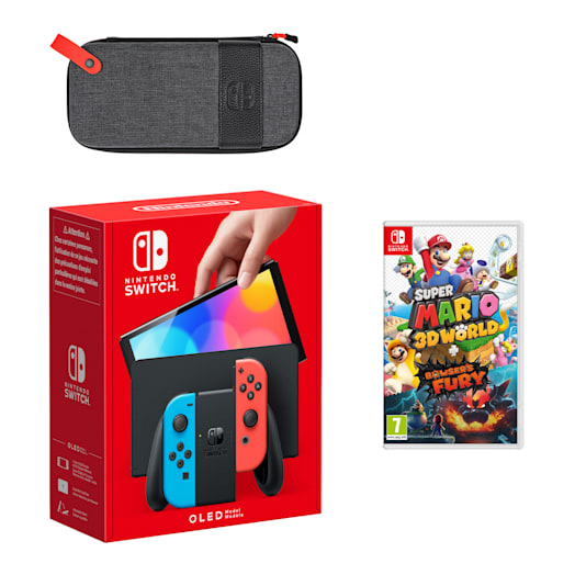 Nintendo Switch &ndash; OLED Model (Neon Blue/Neon Red) Super Mario 3D World + Bowser's Fury Pack