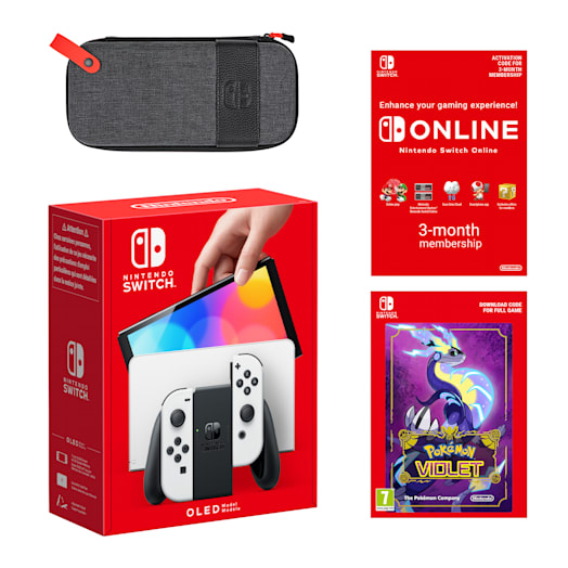Nintendo Switch – OLED Model (White) Pokémon Violet + Nintendo Switch Online 3 Months Individual Pack