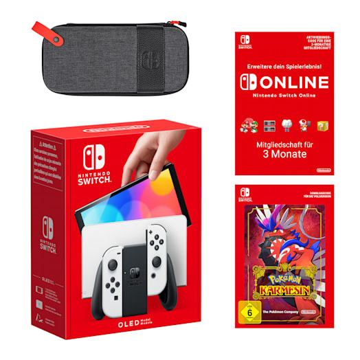 Nintendo Switch – OLED-Modell (Weiß) Pokémon Karmesin + Nintendo Switch Online 3 Monate Individuell Pack