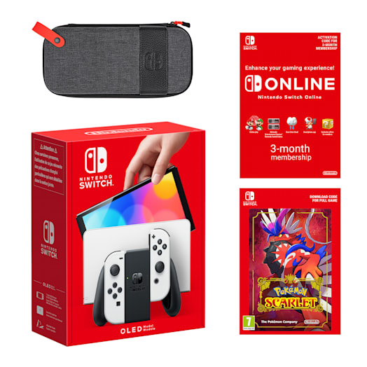 Nintendo Switch – OLED Model (White) Pokémon Scarlet + Nintendo Switch Online 3 Months Individual Pack