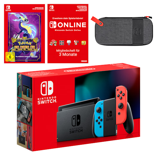 Nintendo Switch (Neon-Blau/Neon-Rot) Pokémon Purpur + Nintendo Switch Online 3 Monate Individuell Pack